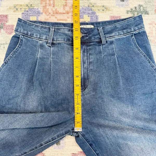 Bagatelle Collection Pleated Wide Leg Jeans Size 27 High Waist Dark Denim Casual - Image 6