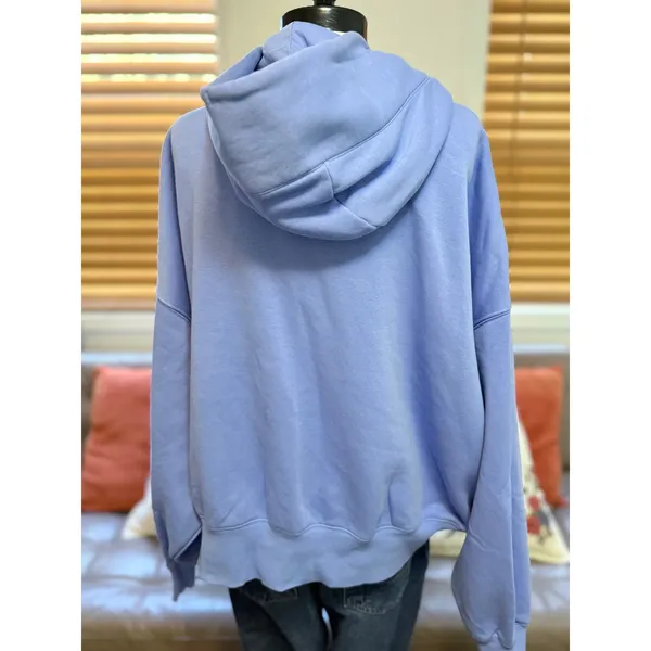 Nike Phoenix Fleece Hoodie Womens Medium Light Blue Cropped DQ5858-494 - Image 3