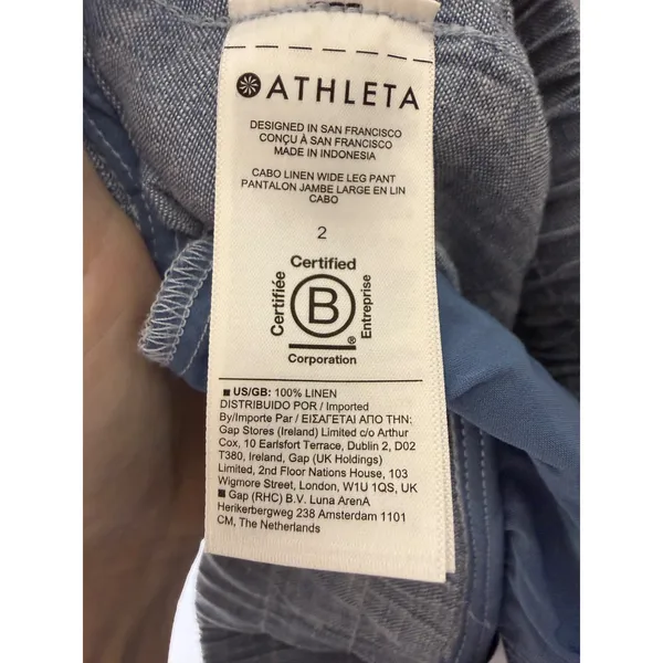 Athleta Cabo Linen Blue Wide Leg Jogger Mid- Rise Size 2‎ - Image 5