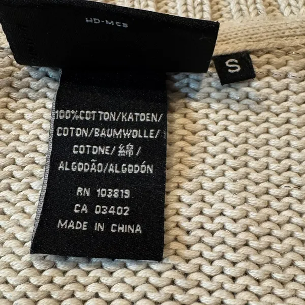 Harley-Davidson Full Zip Shawl Neck Sweater Cream Silver Sparkle Small - Image 8