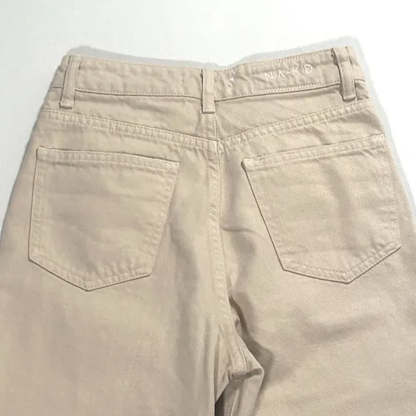 NA-KD Wide Leg‎ Jeans Women's 24 X 32 High Waist Beige Cream Pants Y2K Festival - Image 8