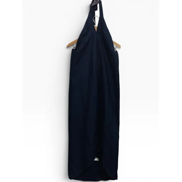 NWT‎ Onia Air Linen Halter Open Back Maxi Dress Deep Navy Medium - Image 3