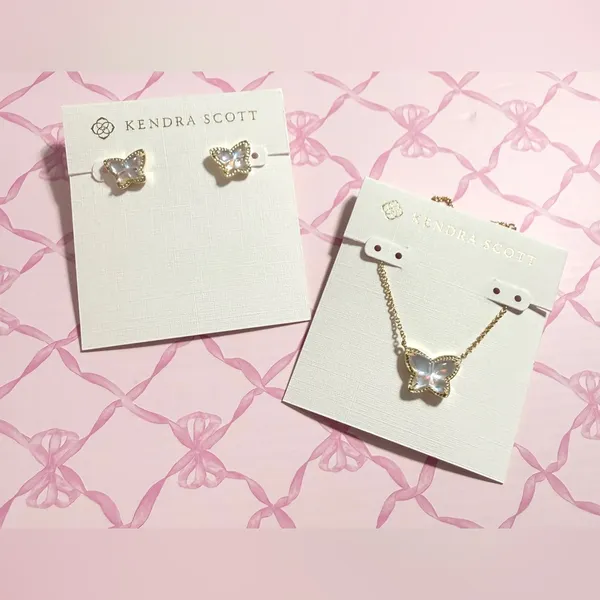 Kendra Scott Lillia Butterfly Gold Stud and Necklace Earrings In Dichroic Glass - Image 2