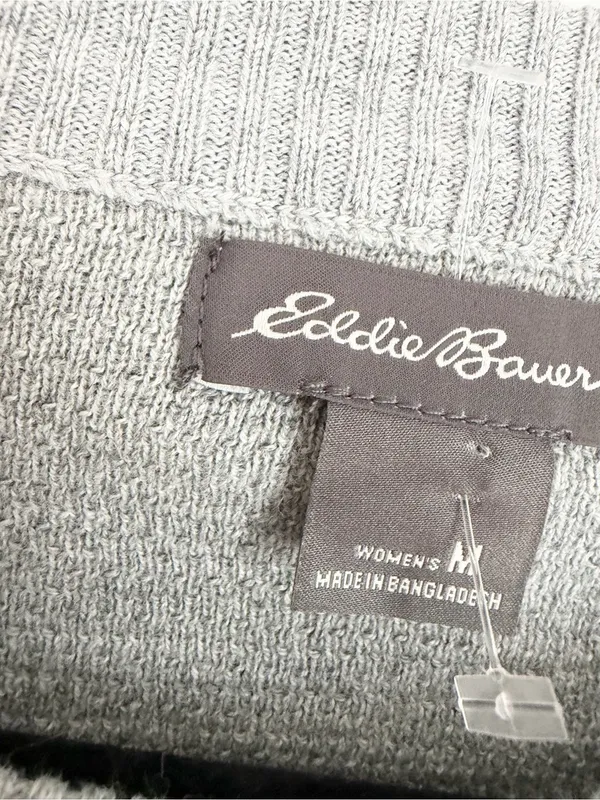 Eddie Bauer knit gray crewneck pullover sweater size medium mountains hiking - Image 2