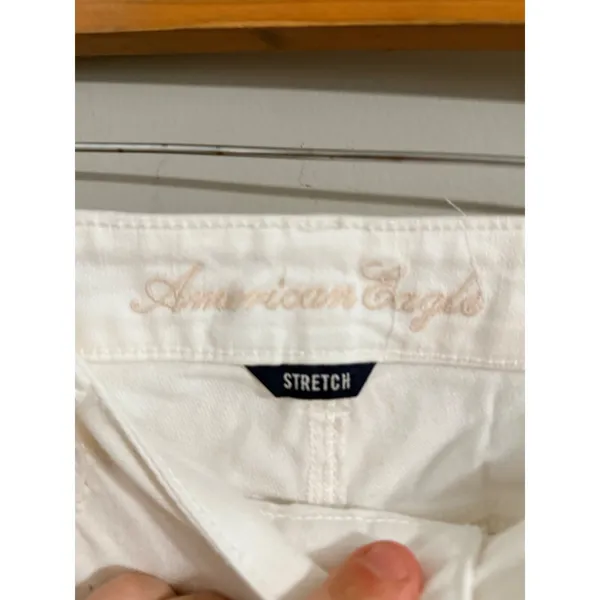 American Eagle Skinny Jeans Women 10 White Studded Pocket Stretch Denim Pants - Image 3