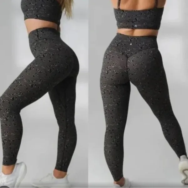 Vitality Storm Legging Black Gray Swirl Eclectic Psychedelic Workout Yoga Size M - Image 2