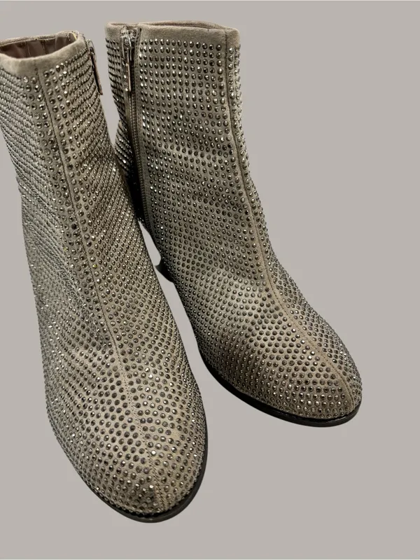 Juicy Couture Cavora Taupe Rhinestone Ankle Booties Size 10 Western Glam - Image 5