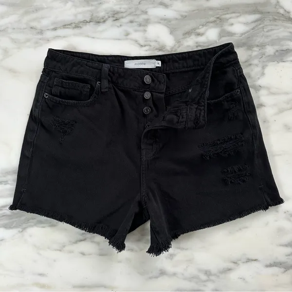 Hidden Jeans Pixie High Rise Distressed Denim Shorts • Sz M - Image 8