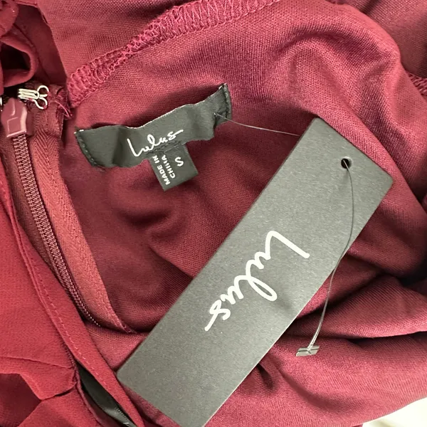 Lulus Event Ready Burgundy Backless Lace-Up Maxi Dress Chiffon Formal Small NWT - Image 7