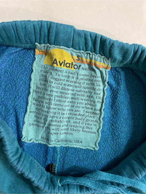 Aviator Nation Logo Sweatpants Lounge with Rainbow Tag Teal Blue Size S - Image 8