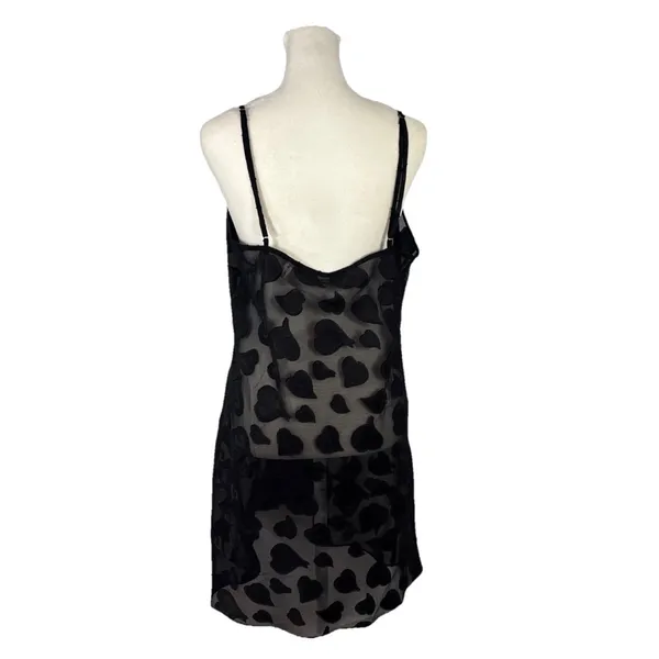 Victoria's Secret Black Sheer Nightie Slip Sexy Sz L Hearts - Image 11