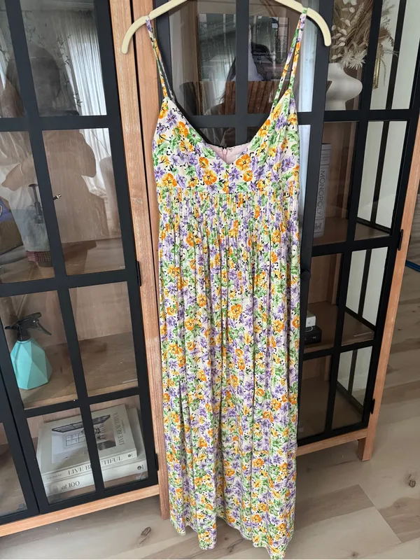 NICHOLAS susan Maxi Dress Whistledown Floral pleated wedding guest linen formal - Image 3