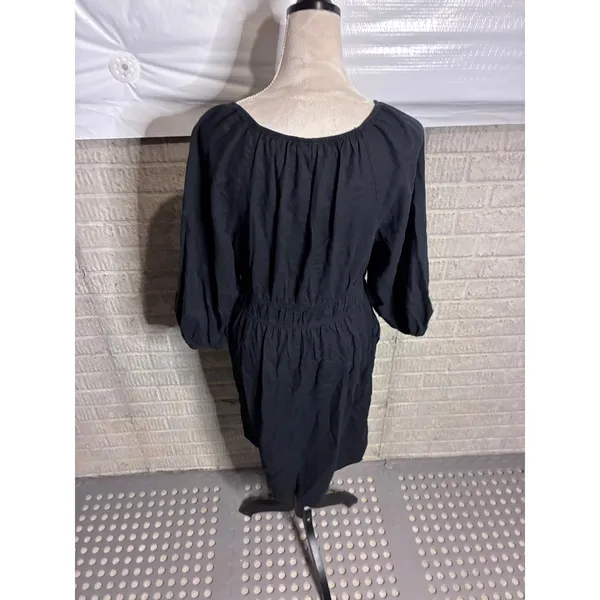 Universal Thread Womens Black V-Neck Puff Sleeve Empire‎ Waist Mini Dress Large - Image 3