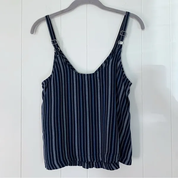 Hollister Blue Stripe Button Up Tank Top M - Image 2