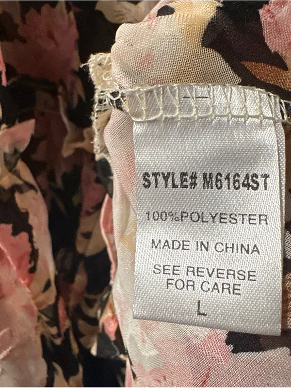 N99 Miley and Molly- Floral Ruffle Blouse in Pink and Cream on Black - Image 4