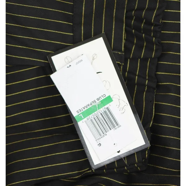 NWT Alex & Sophia Striped Wide-Leg Pleated Pinestripe Pants Black / Gold L - Image 6
