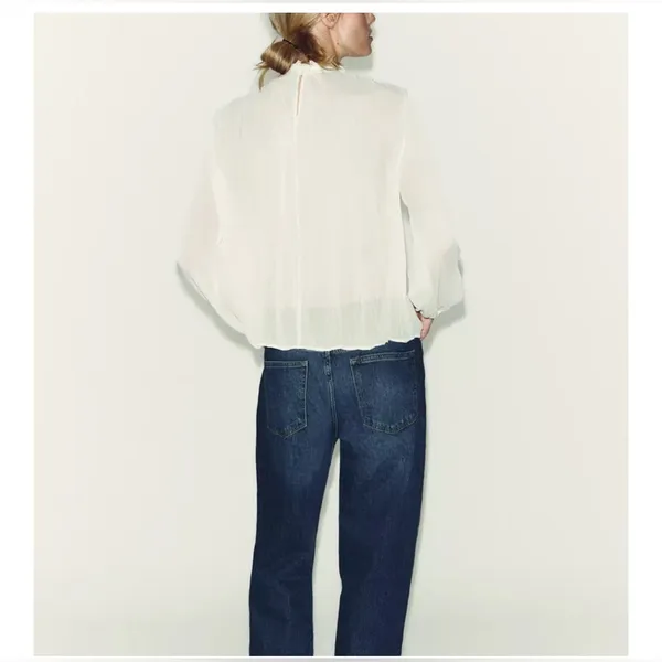 Zara Zara GAUZE LACE‎ TRIM RUFFLED BLOUSE - Image 2