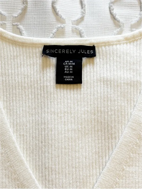Sincerely Jules Sweater Vest Sleeveless Cardigan Off‎ White Ivory size M - Image 6