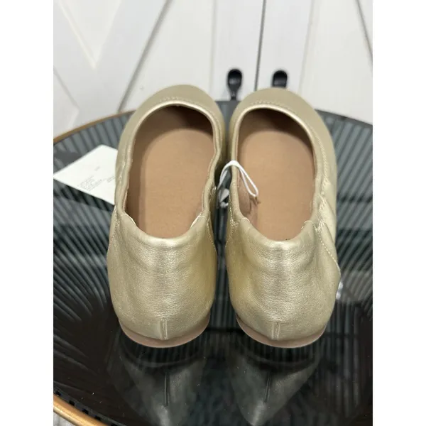 Amazon Essentials Women Belice Ballet Flat Gold Metallic Shoes Size 8W NWOB - Image 4