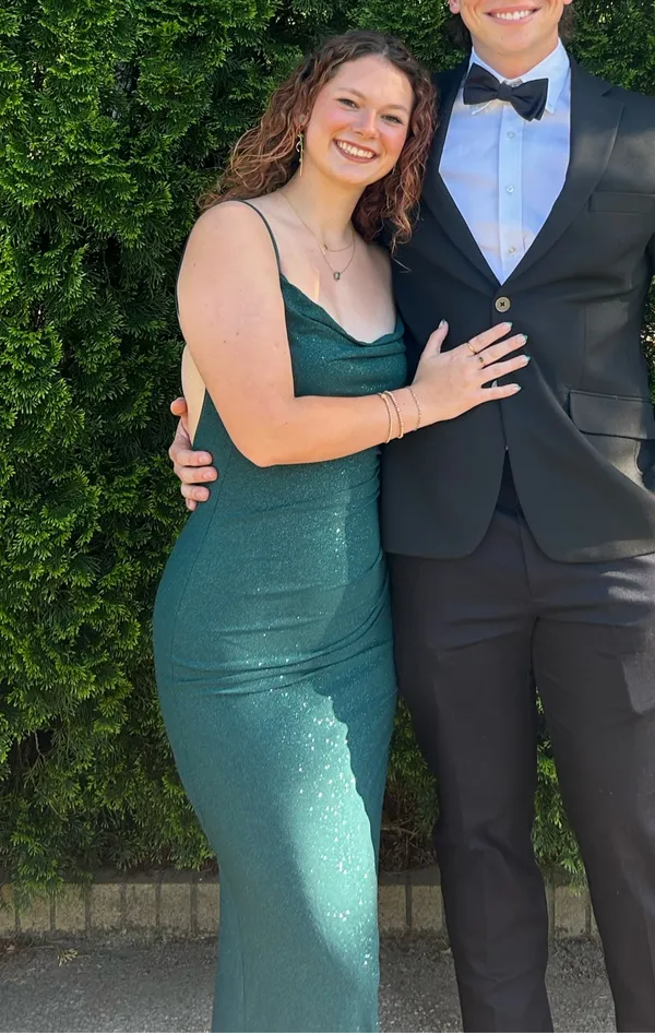 Kelly Cowl Neck Strappy Mermaid Glitter Formal Dress - Image 3