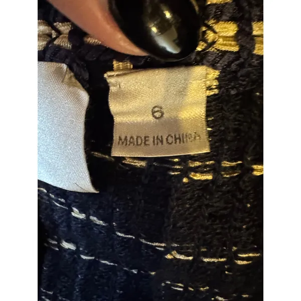 Carlisle New York Blazer Women‎ 6 Blue Tan Tweed Double Breasted Preppy Mature - Image 9
