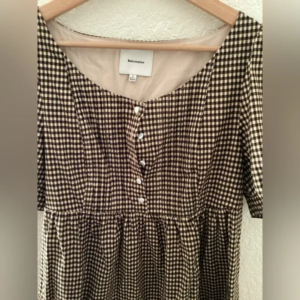 Reformation NWT Cypress Mini Dress Gingham Babydoll - Image 4