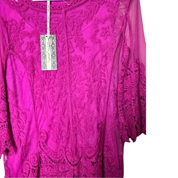 Ultra Pink Women's Lace Flowy Sleeve Lined Blouse Sz S NWT - Image 3