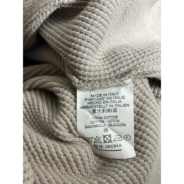 Brandy Melville Beige Taupe Waffle Knit Long Sleeve Henley Thermal Crop Top S/M - Image 6