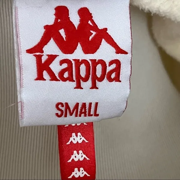 Kappa Cream Cropped Quarter Zip Logo Tape Pullover S - Image 6