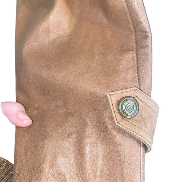 Vintage American Style Brown Leather Belted Trench Coat Mountain life old money - Image 9