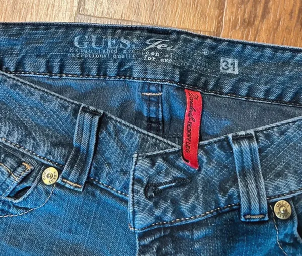GUESS Blue Denim Jeans Skinny Slim Fit Low Rise Medium Wash 5-Pocket - Image 3