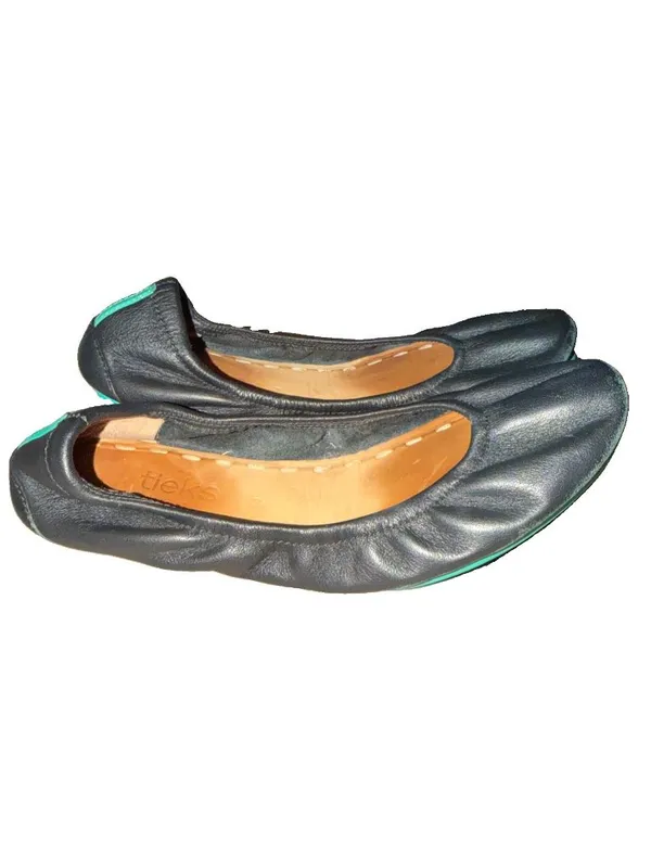 Tieks By Gavrieli Matte Black Leather Ballet Flats 7 Foldable Slip On Shoes - Image 6