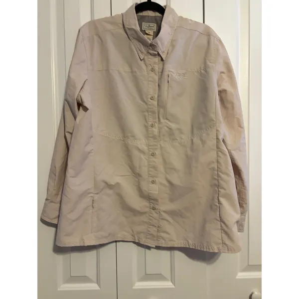 LLBean‎ Womens No Fly Zone Long Sleeve Button Up Outdoor Shirt Sand Dune XL Reg - Image 6
