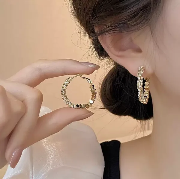 Gold Hoop Earrings - Women's Fashion Jewelry - Image 3
