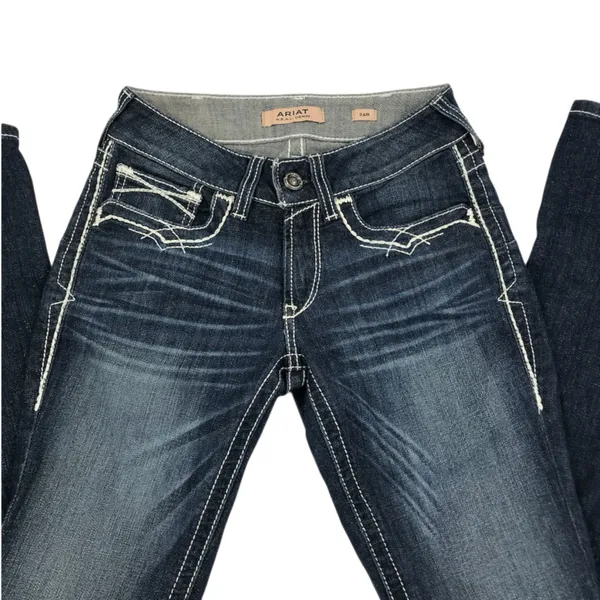 ARIAT Mid-Rise REAL Entwined Boot Jeans Sz 26 Blue Cowgirl Country Western Boho - Image 5