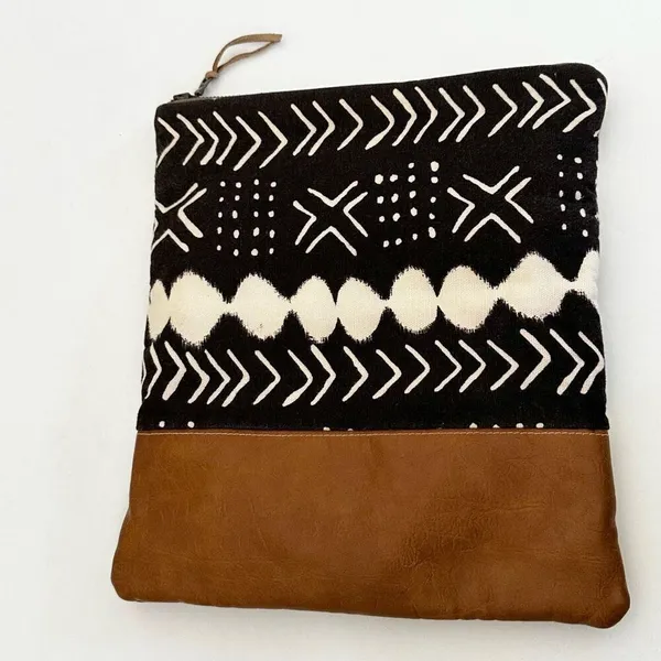 Maddie Kay faux leather and cloth fold over clutch - Image 6