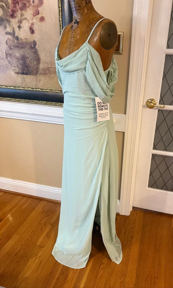 Tfnc London Womens Cold Shoulder Cowl Neck Chiffon Maxi Dress Size 10 - Image 3