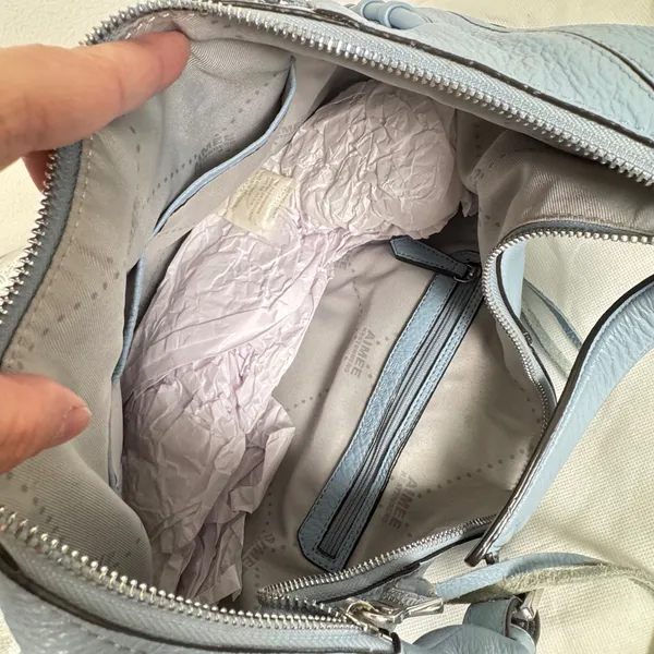 Aimee Kestenberg Tamitha Light Blue Pebbled Leather Hobo Shoulder Bag Festival - Image 9