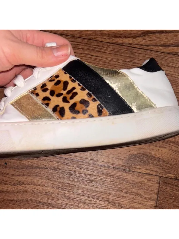 Steve Madden Fone White and Leopard Print Women's Sneakers Casual Everyday FLAWS - Image 6