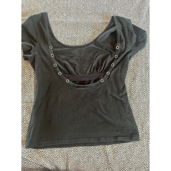 Harley Davidson Ladies studded sexy off the shoulder lace Up back short sleeve L - Image 5