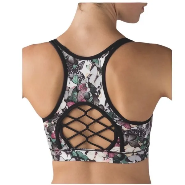 Lululemon Sweaty or Not Bra II So Fly Butterfly‎ Angel Wing Sports Bra Size 4 - Image 2