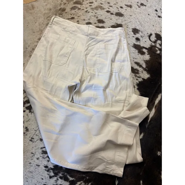 Anthropologie Maeve Colette Full Length Wide Leg Pants White Size 32 - Image 3