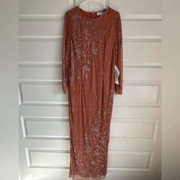 Mac Duggal Embellished‎ High Neck Illusion Long Sleeve Gown 11136 NWT 12 - Image 4