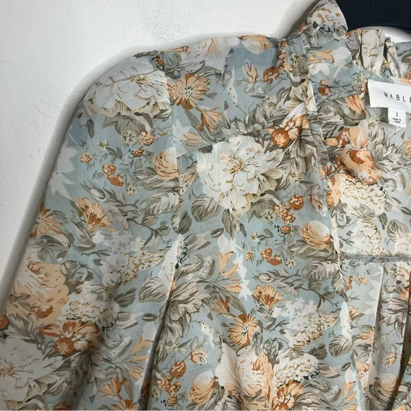 Mable Alejandra floral midi dress long sleeve‎ v-neck women’s size small dressy - Image 5