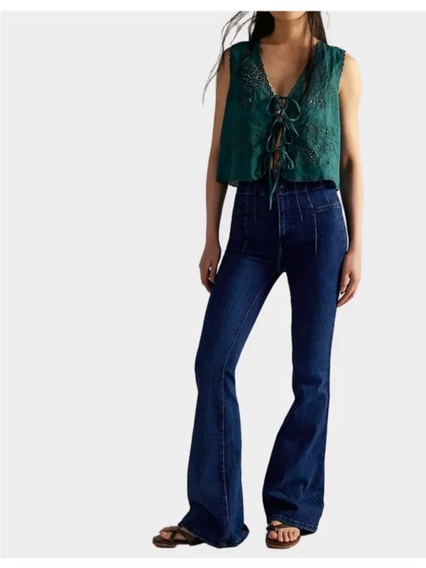 We The Free Jayde Flare Jeans Super High Rise Retro Inspired Size 26 - Image 14