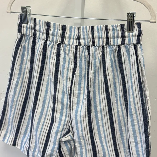 Argee Design Studio Blue White Striped Cotton Drawstring Shorts‎ Women's Medium - Image 5