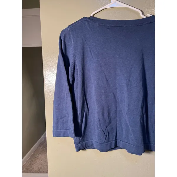 Coldwater Creek Women's Size Small Boatneck Sweater 3/4 Sleeve Blue Gray Silk - Image 6