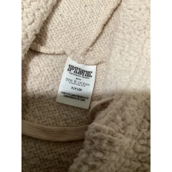PINK Victoria's Secret UNLV Rebels Sherpa Fleece Full Zip Hoodie Cream Womens S - Image 5