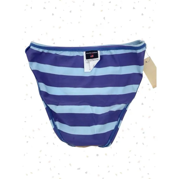 Ralph Lauren Sport Blue Aqua Y2K Wide Stripe Bikini Bottoms Coastal Pool Size 10 - Image 4