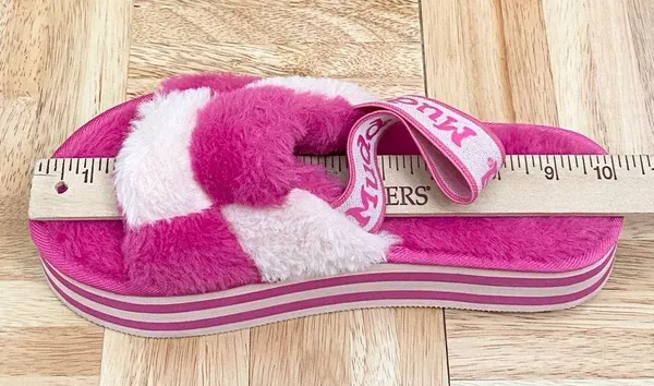 MUDD Stormy Fuchsia/White Fuzzy Elastic Slingback Slides Platform Slippers Sz 9 - Image 6